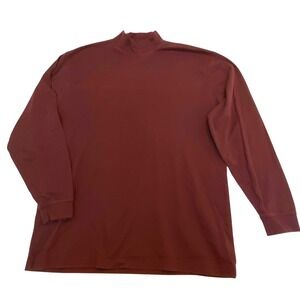 L.L. Bean Mens XL Long Sleeve Mock TurtleNeck Shirt Burgundy Soft Cotton Blend
